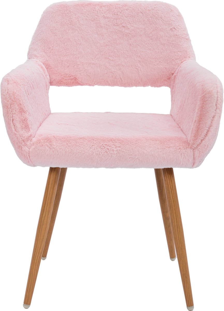 Luxe Bureaustoel - Teddy Stof Ergonomisch met Open Rugleuning - Roze