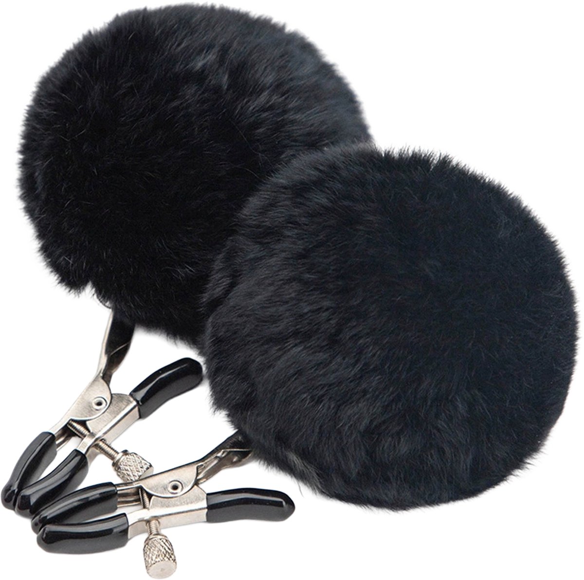 Fixxx - Fluffy Pompom Tepelklemmen - Zwart
