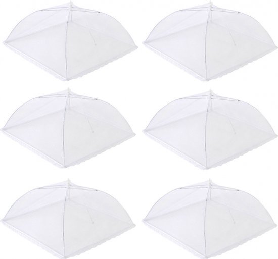6 stuks - Vliegenbescherming - Voedselbescherming - 43 * 43 cm - Opvouwbare Voedselbescherming - Vliegenbescherming - Geschikt voor barbecue - Vliegenbescherming - Bescherming tegen vliegen en honnen - Wit — afbeelding 2