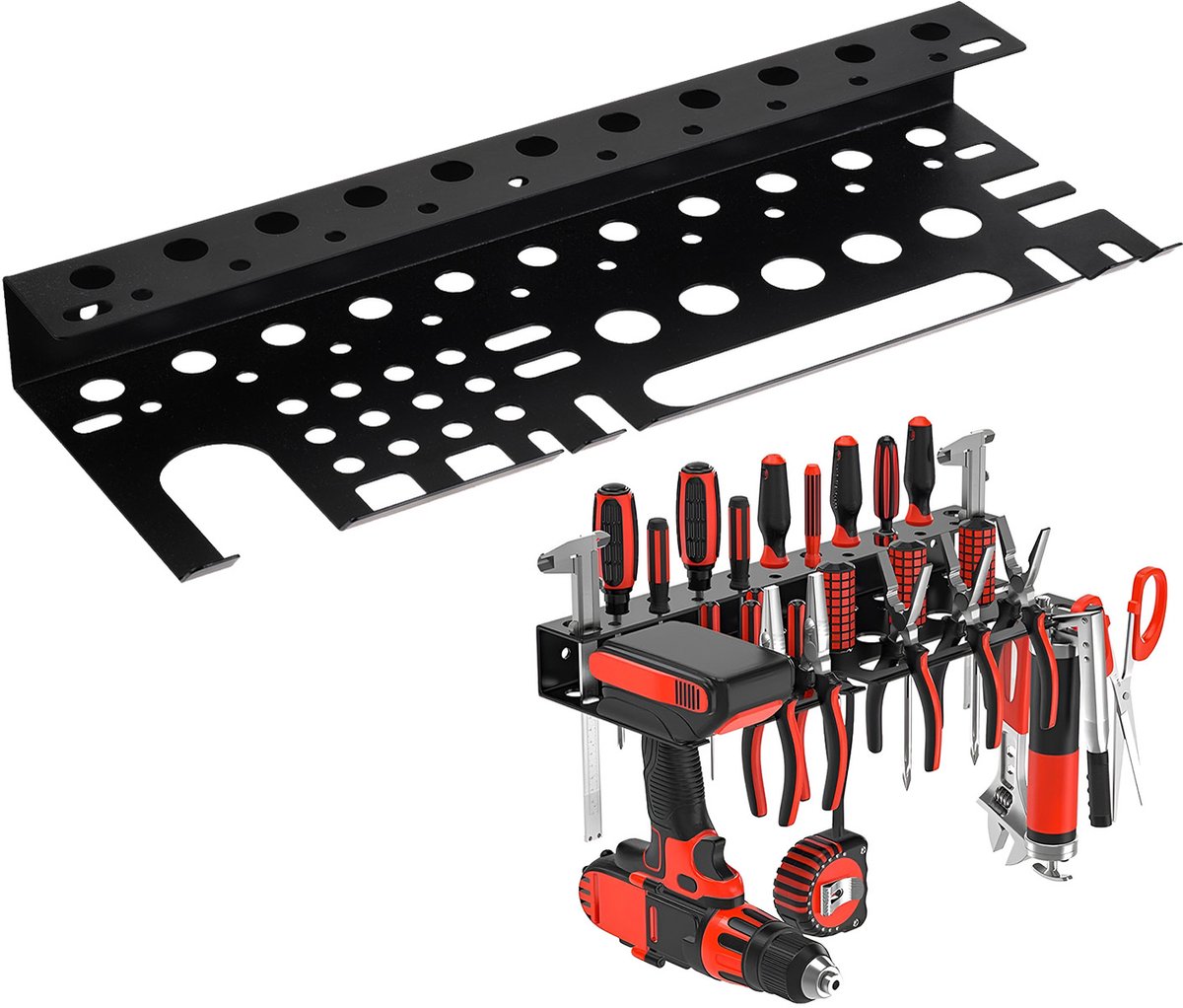Maclean wandorganizer - gereedschapsrek, zwart, afmetingen 40 x 14,5 x 4,6 cm, max. 30 kg, MC-141
