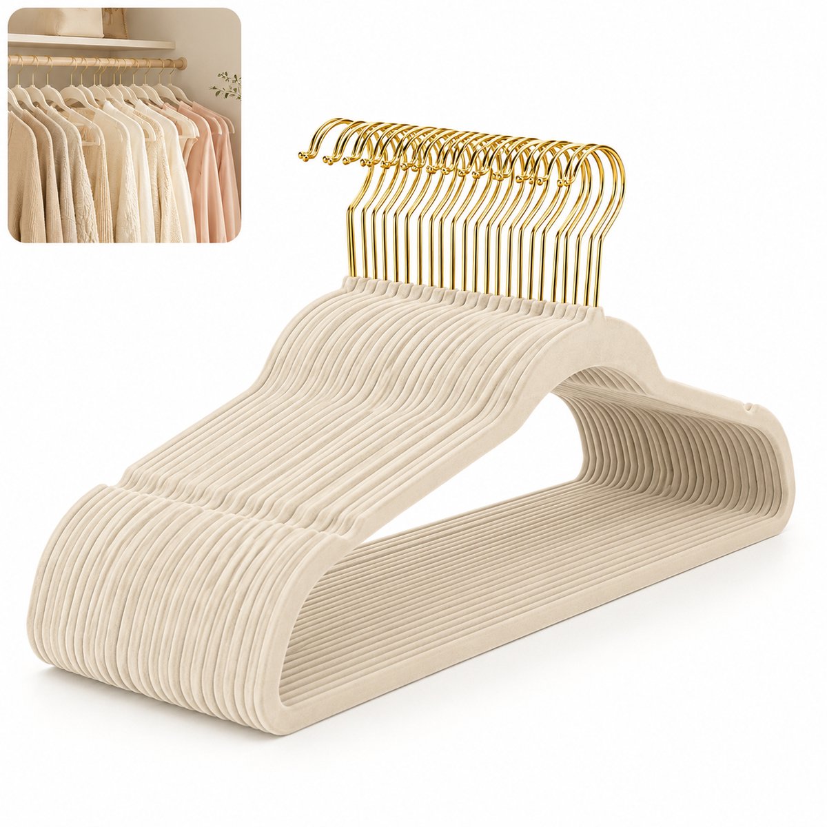 Hangers - Kledinghangers 20stuks- Anti Slip - Fluweel/Velvet - Laat Geen Sporen Achter - Voor Volwassenen, Het Opbergen Van Kleding - Wit