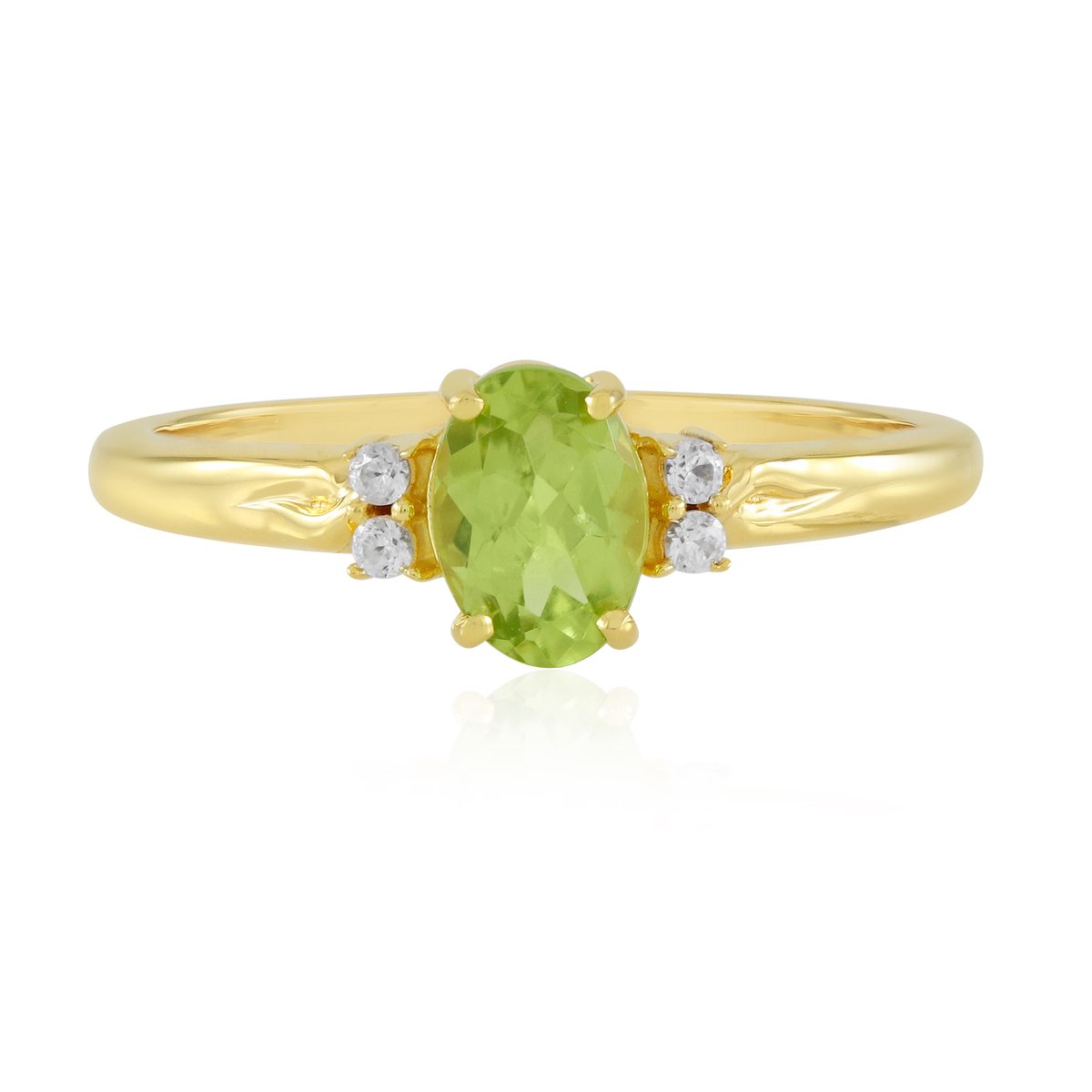 Cavill - Zilveren ring 925 sterling zilver verguld - 0,676 ct ovale Arizona peridoot briljant + 4 rond zirkonia - elegante groene edelsteen ring