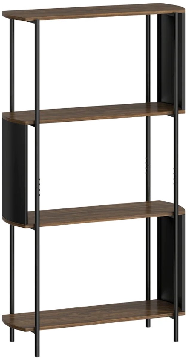 Opbergkasten - Boekenkast met 4 Niveaus en Gebogen Ontwerp - Staande Plank voor Woonkamer en Slaapkamer - 80 x 30 x 141 cm - Bruin