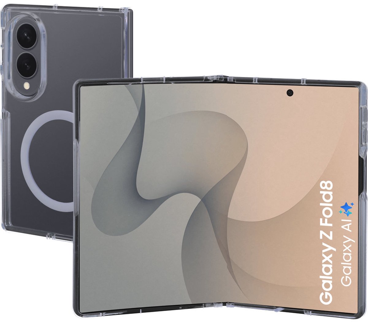 Mobiparts hoesje geschikt voor Samsung Galaxy Z Fold 8 - Hardcover - MagSafe - Transparant