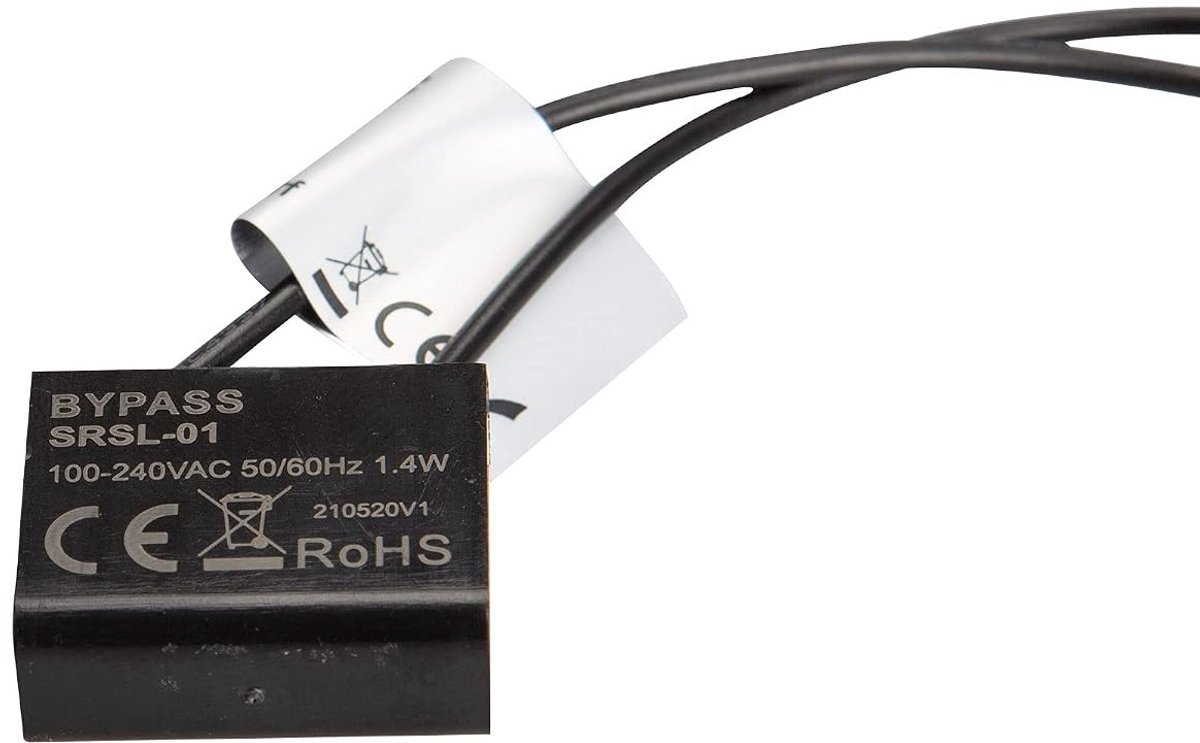 Dimmer Bypass - Zwart - 2-draads - Voor LED-verlichting - Voor Dimmers zonder Nulgeleider