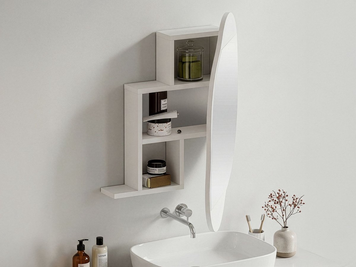Skye Decor, Badkamerkast, Cloud Storage Bathroom Wall Mirror - White, Gemelamineerde spaanplaat, Wit, 60 x 13 x 75 cm