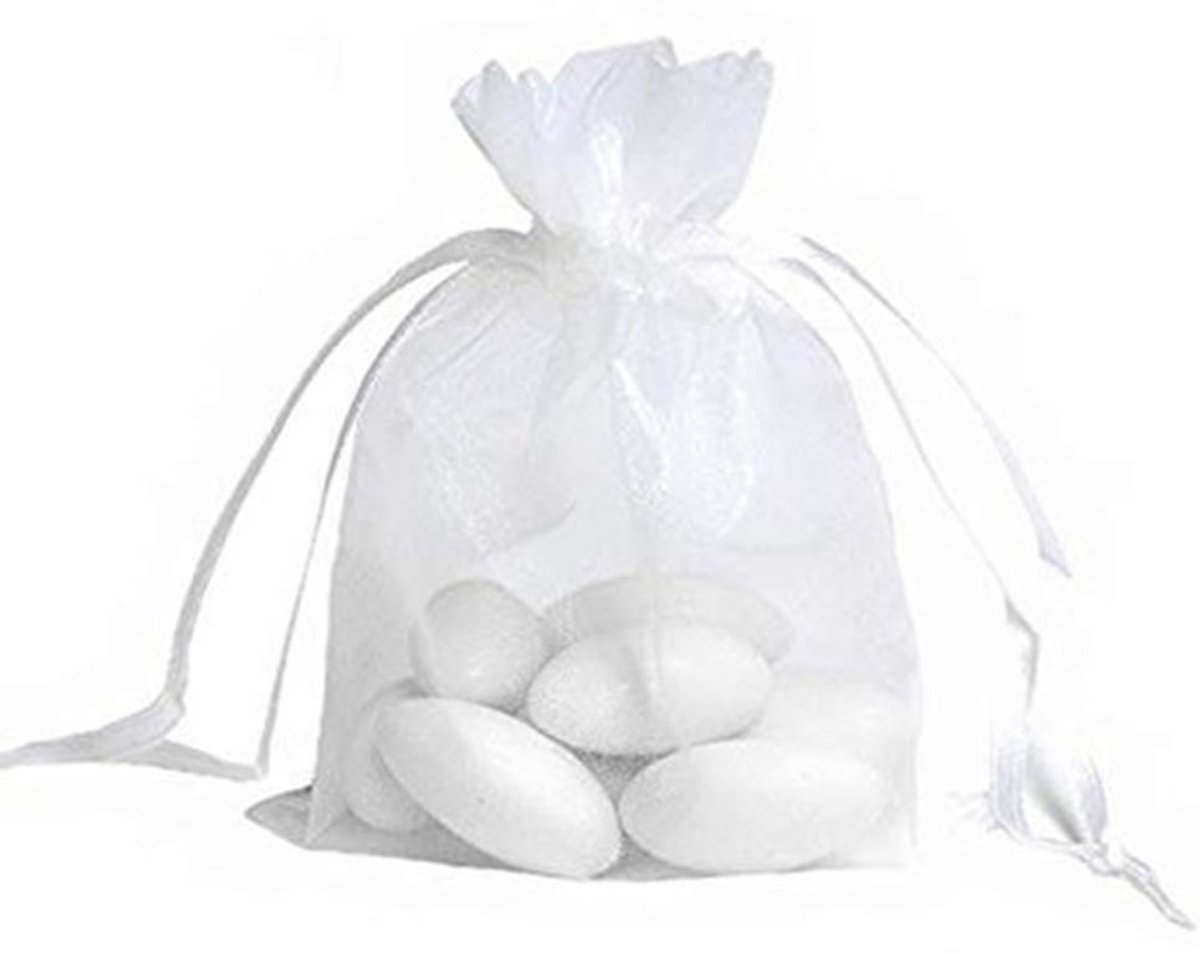 - Organza Cadeauzakjes - Trouwerij - 50 Stuks - 12 x 9 cm - Feestzakjes - Geschikt voor Kinderfeestjes - Wit