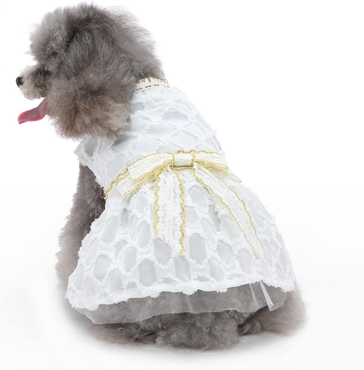 Schitterende jurk met strik voor kleine en middelgrote honden en katten, elegante lace kostuum voor bruiloften en feesten, zomeroutfit voor huisdieren