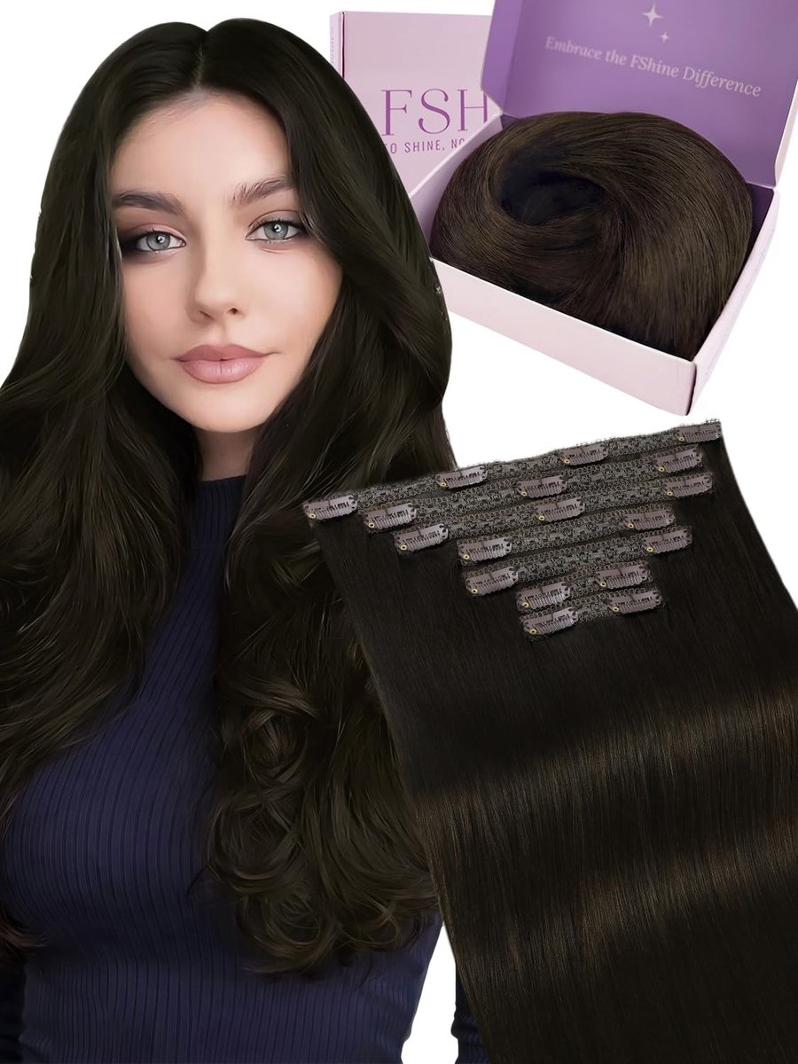 Solidchoice - Clip-in Haarextensions Donkerbruin 50 cm 120 g