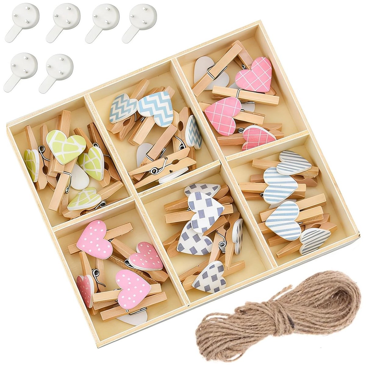 Solidchoice - Set van 30 Mini Houten Wasknijpers voor Knutselen