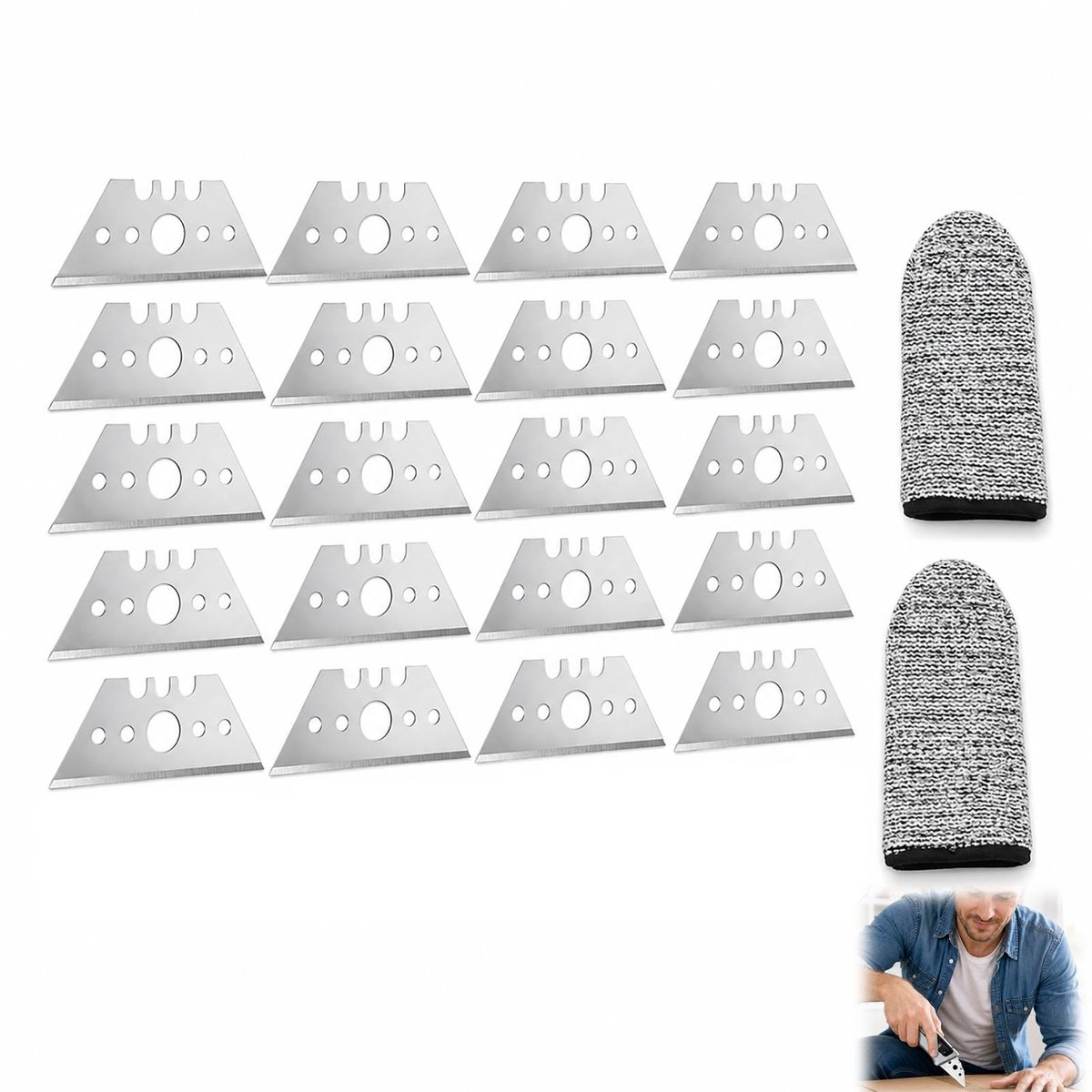 Solidchoice - Set van 20 Trapezium Snijmessen voor Nauwkeurig Snijden
