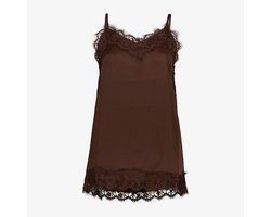 TwoDay dames singlet met kant donkerbruin - Maat XL