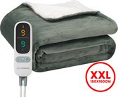 Seranova Elektrische Deken XXL - Extra Warmtedraden - Premium Model - 180x160 cm - 2 persoons Warmtedeken - Dubbelzijdig Fleece Sherpa - Groen