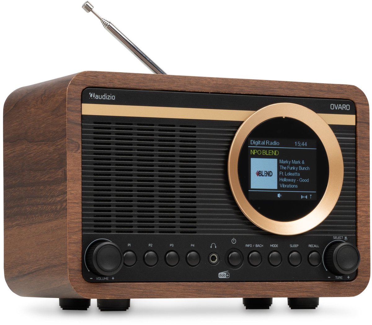 DAB radio - Audizio Ovaro - Retro radio met Bluetooth, FM en DAB+ - Houtlook