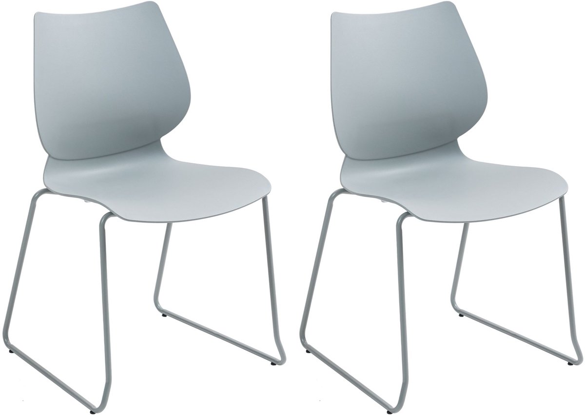 CLP Houma Set van 2 Eetkamerstoelen - Stapelstoel - Metaal - Kunststof/grijs