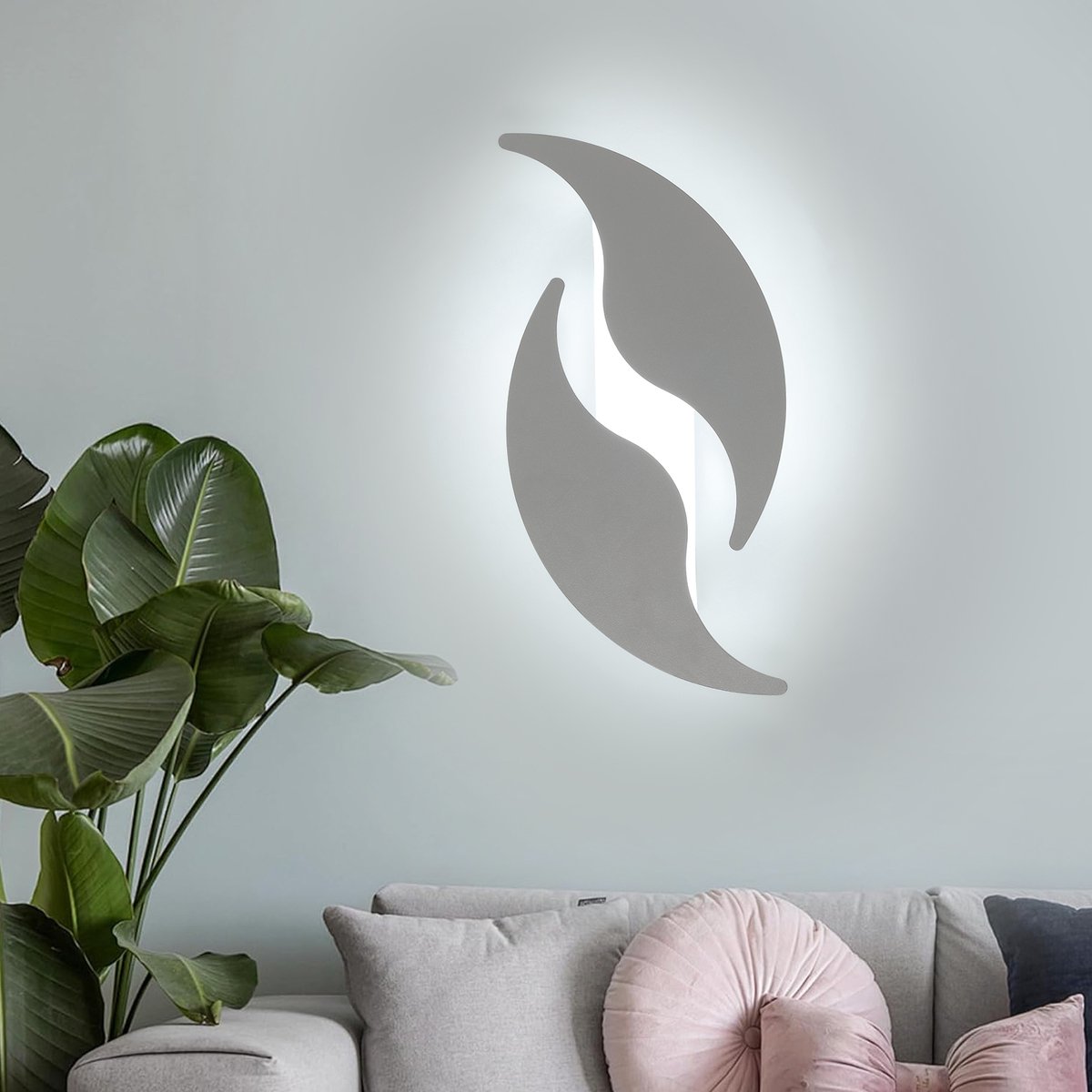 Riserva LED Wandlamp modern minimalistisch creatief wit, ijzer + acryl 18W koud wit 6500K Ra80, voor studeerkamer, slaapkamer, keuken, woonkamer, eetkamer