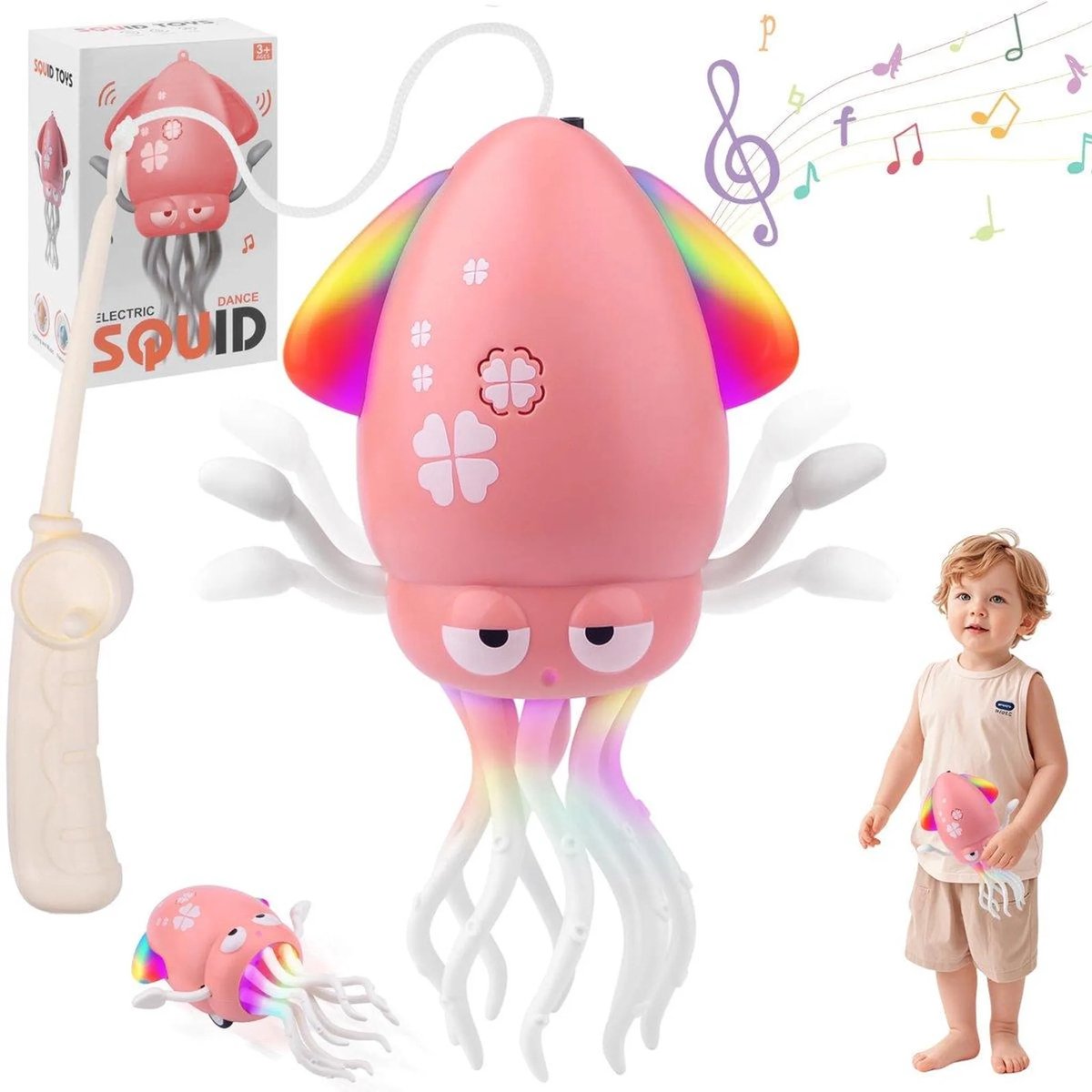 Casalora Dansende Octopus – Interactief Babyspeelgoed – Oplaadbare Dansende Inktvis met Muziek – Sensorisch Speelgoed voor Kinderen van 3-6 Jaar – Educatief Speelgoed & Verjaardagscadeau – Roze