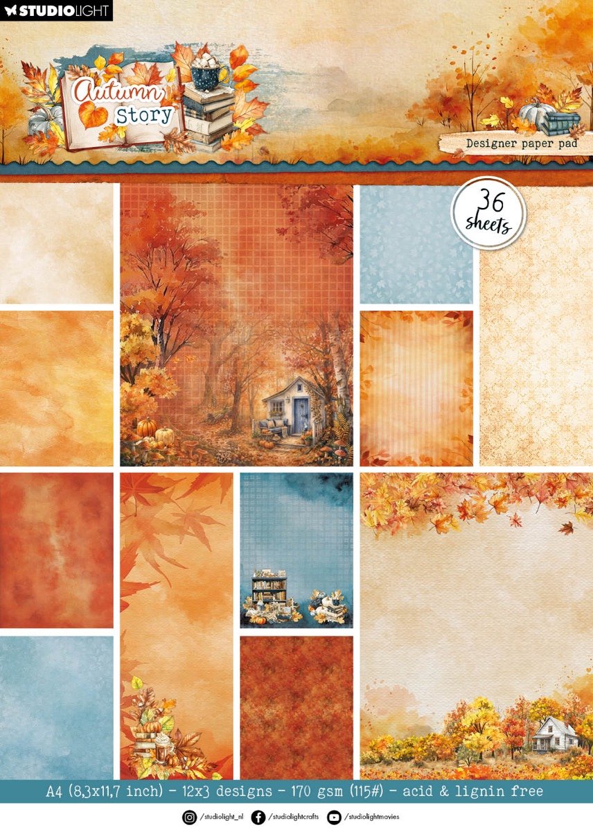 Design Paper pad Background paper - Autumn story nr. 500