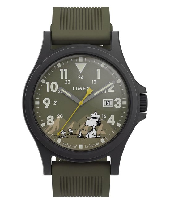 Timex Peanuts Expedition Acadia TW2Y84600 Horloge - Siliconen - Groen - Ø 40 mm