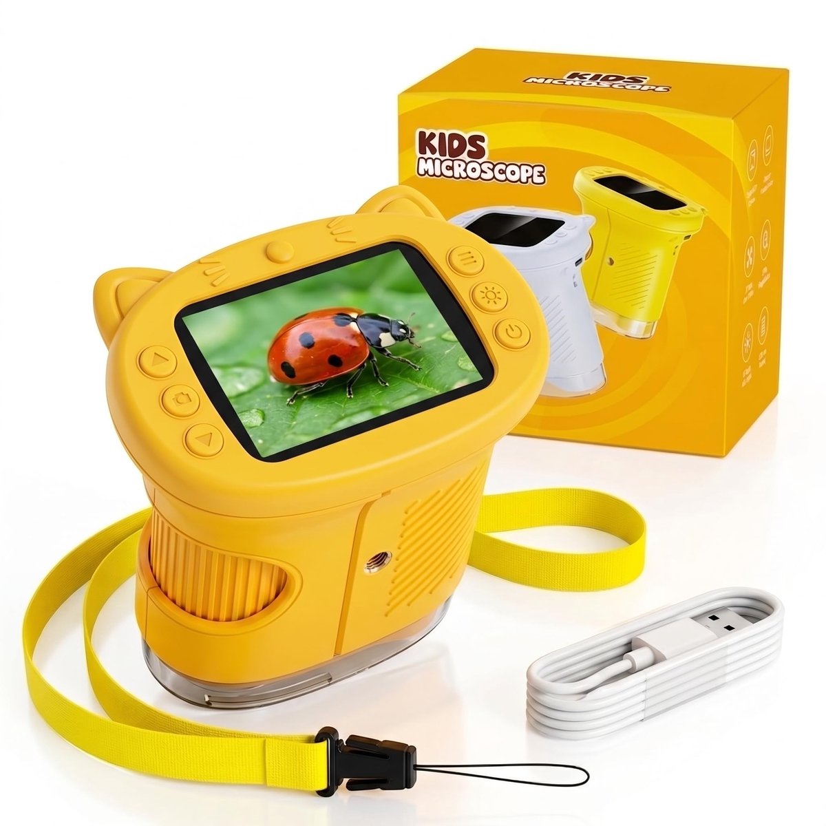 Kindermicroscoop 1000x – 4K Digitaal – 2,4 inch IPS Scherm – 8 LED – Foto & Video – Oplaadbaar – Oranje