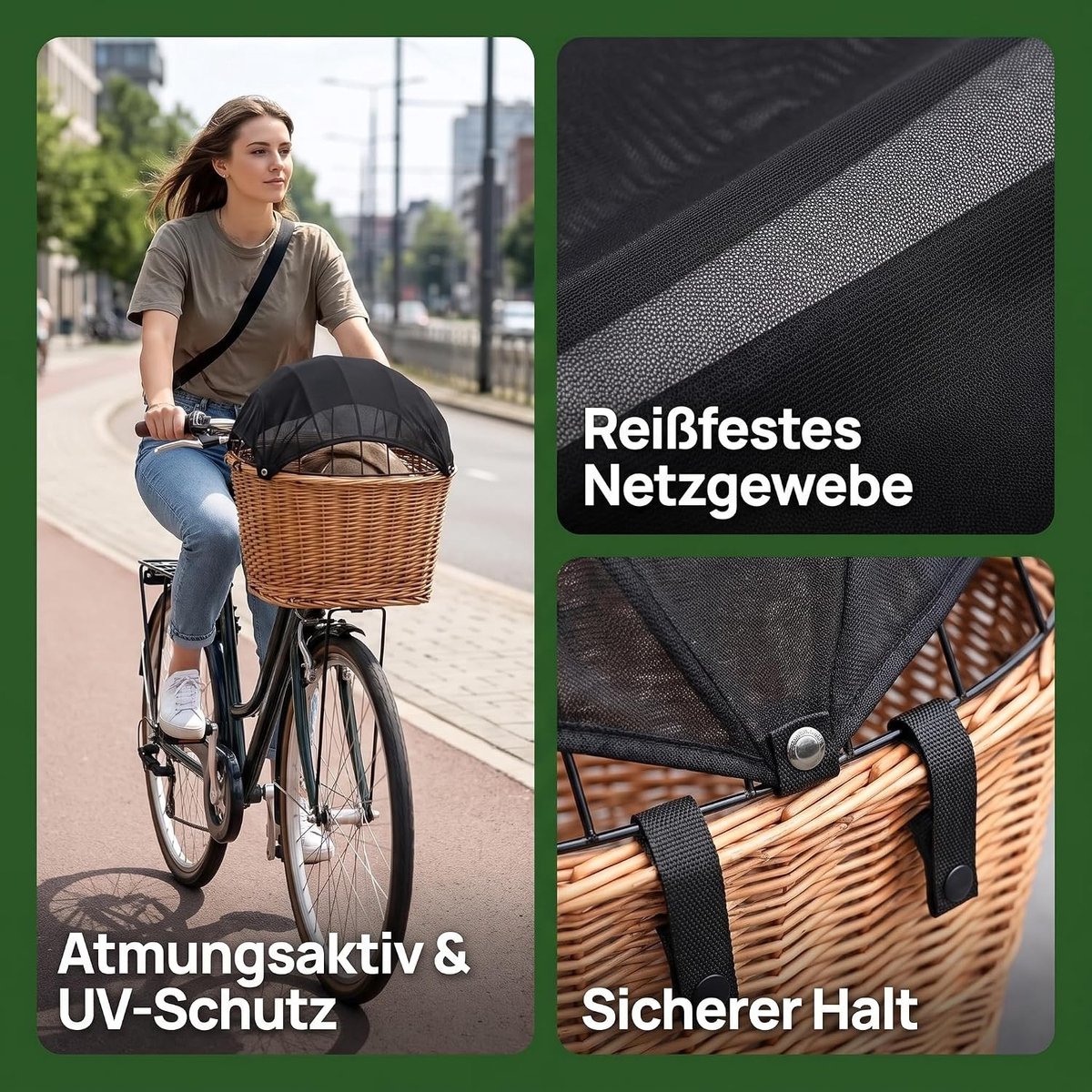 Zonnezeil voor Hondenmand - Zwart - Ademend en Draagbaar - Voor Fietsmanden en Boodschappenmanden