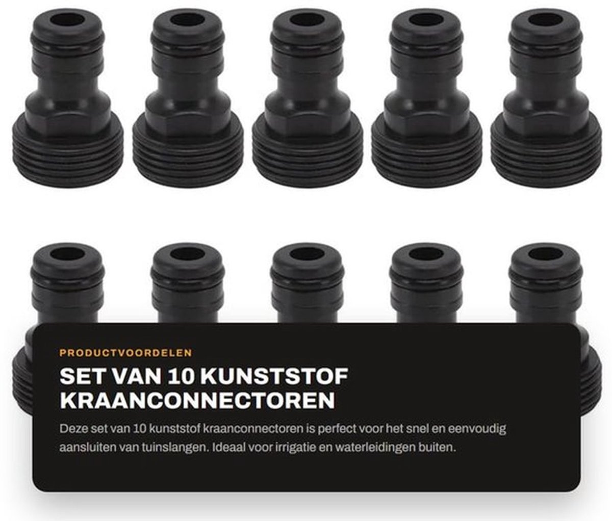 Kraanconnector 10 stuks - Kunststof - G3/4 Buitendraad - Tuinslang Fitting - Waterslang Koppeling - Goede Afdichtingsprestaties - Tuinslangconnector