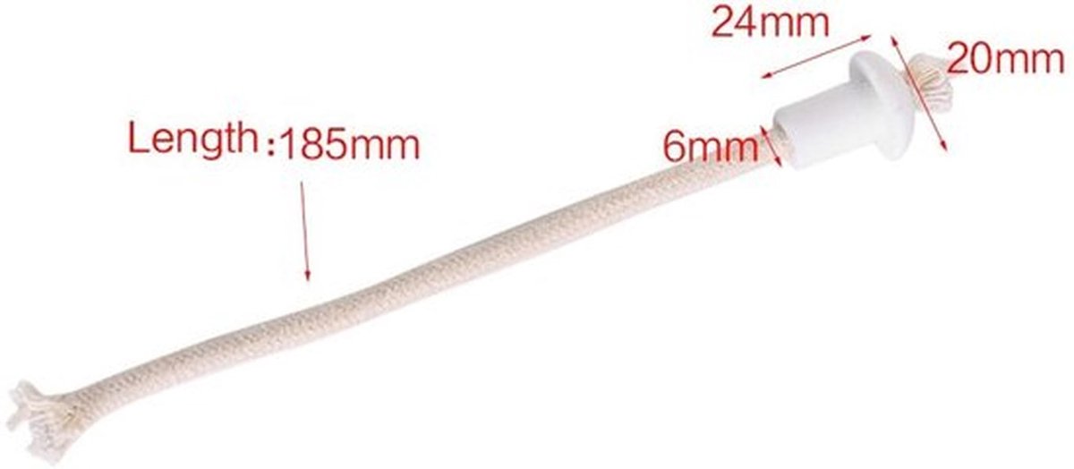 Keramische Lont Set van 7 Stuks - Kaarslonten voor Zelf Kaarsen Maken - Keramische Houder - Oliekaars - 6 mm Diameter - Wit - Kaarslont