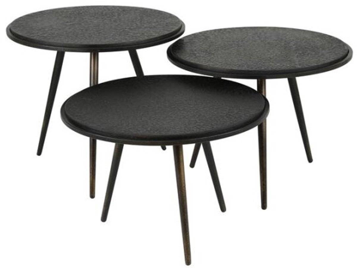 Salontafel set/3 rond metallic - Grijs