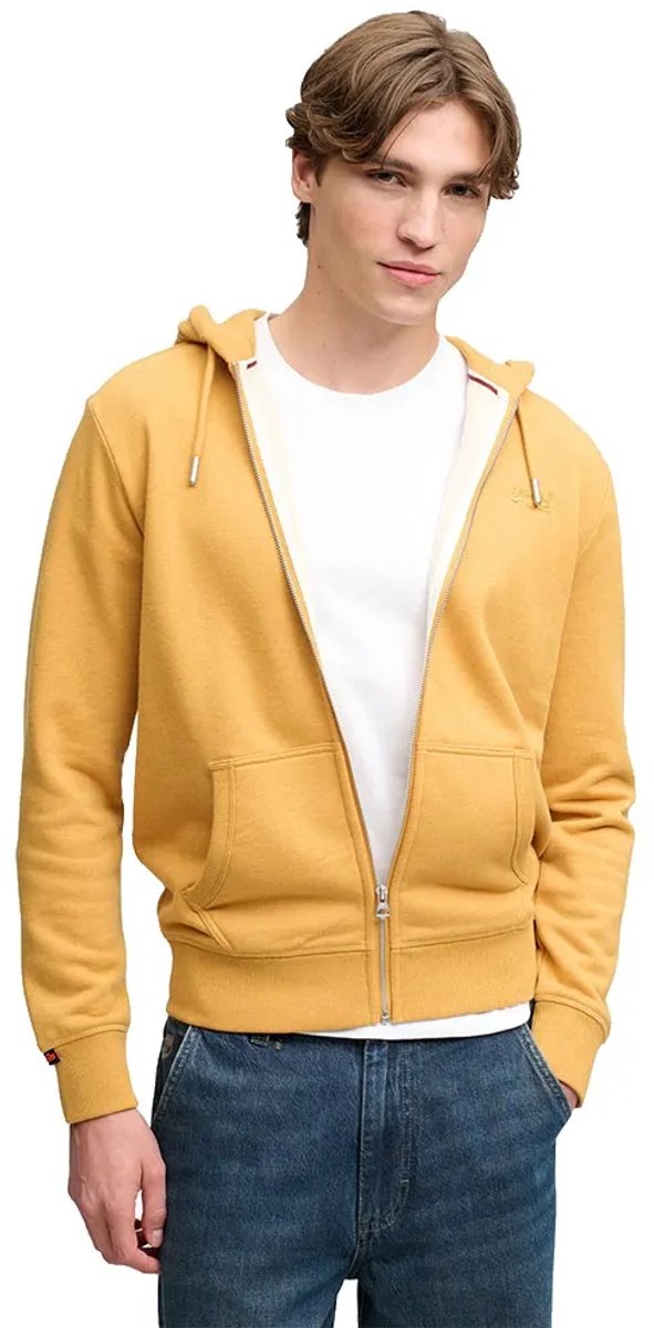 Superdry Essential Logo Half Brushed Zip Hoodie Heren Hoodies Goud