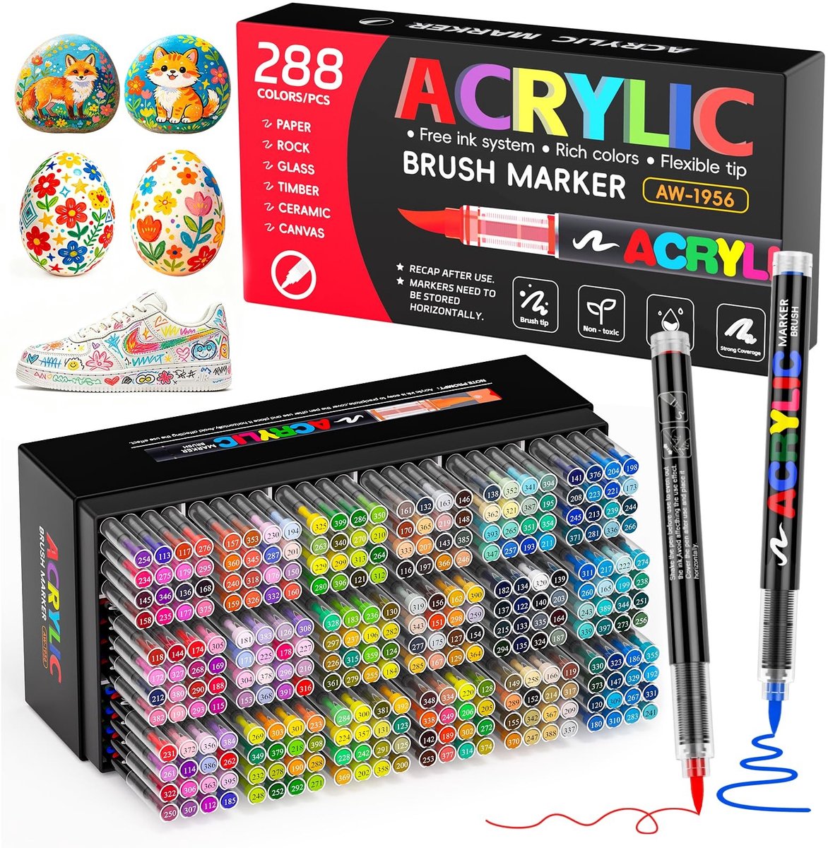 Solidchoice - 288 Kleuren Acryl Stiften Set voor Creatieve Projecten