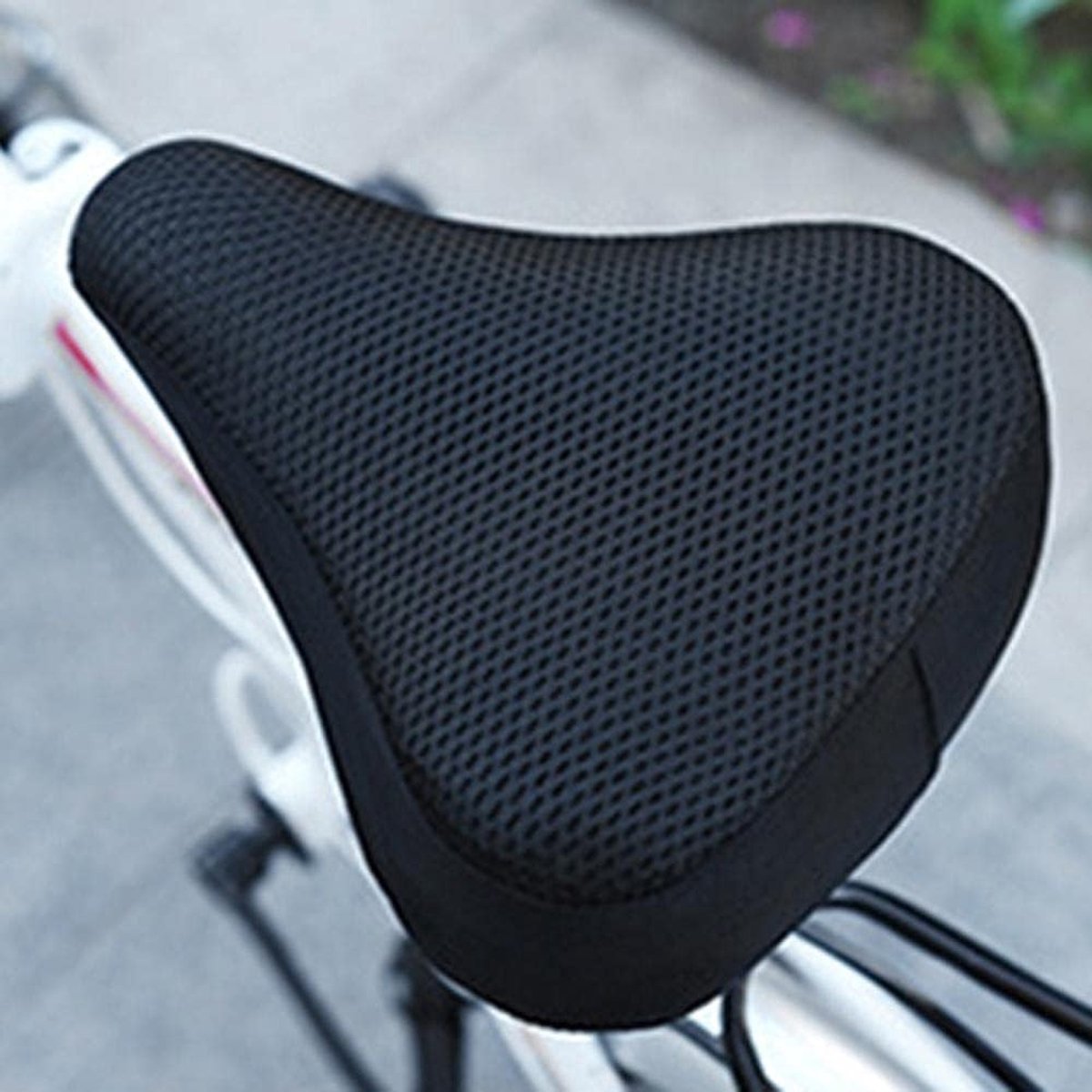 Zadeldekje voor fiets - Zwart - Gewatteerd en Ademend - Antislip Fietszadelhoes voor Comfortabel Fietsen