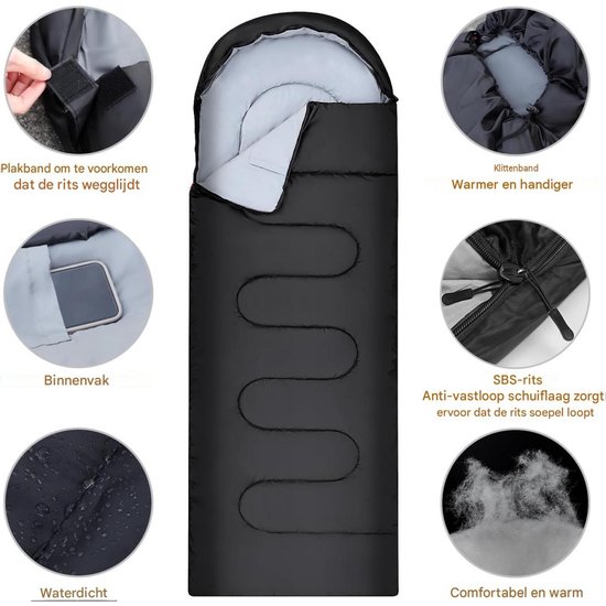 GELLDG Dekslaapzak - 210x75cm - Outdoor Slaapzak voor Kamperen - Lichtgewicht en Waterafstotend - Geschikt voor Temperaturen van 10°C tot 20°C - Gemaakt van Ademend Textiel - Ideaal voor Wandelen en Rucksackreizen — afbeelding 4