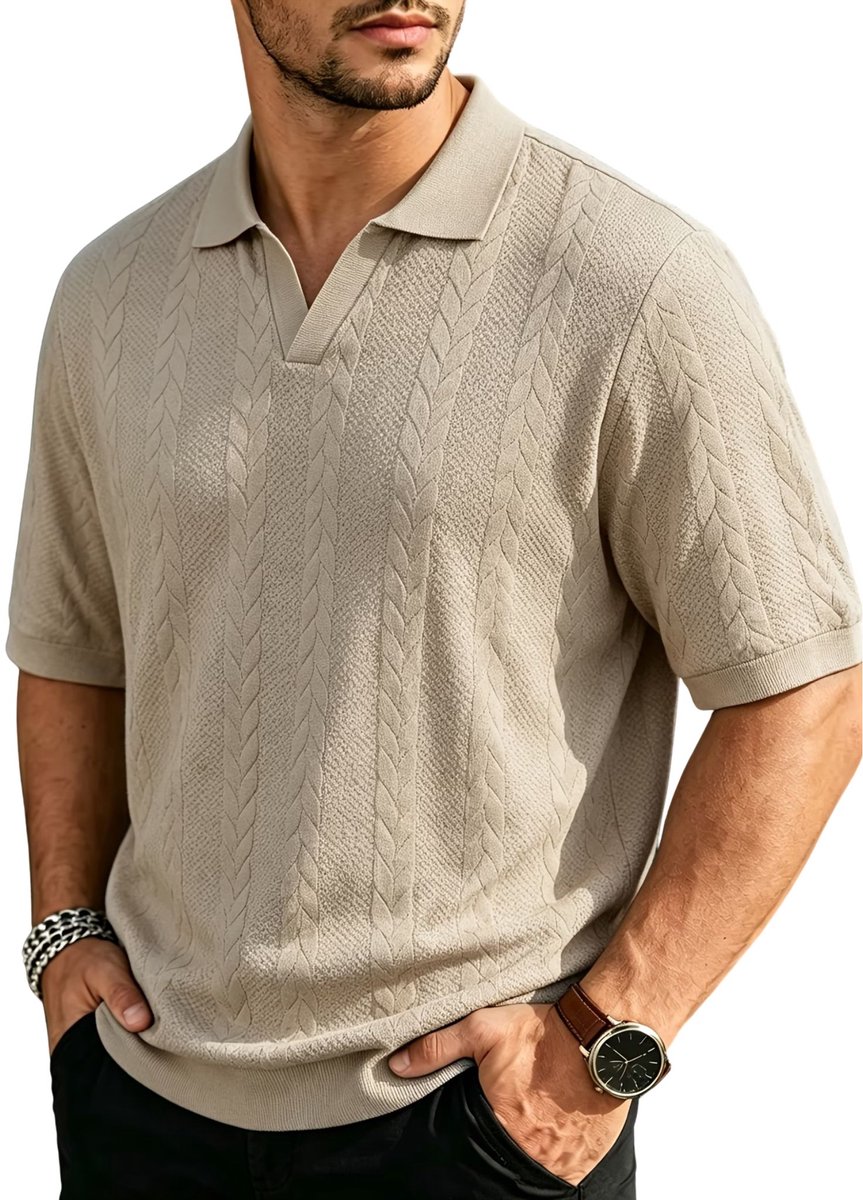Currero T-Shirt Heren Shirt Zomerkleding T Shirt Mode Old Money Polo Mannen Kleding Volwassenen Creme