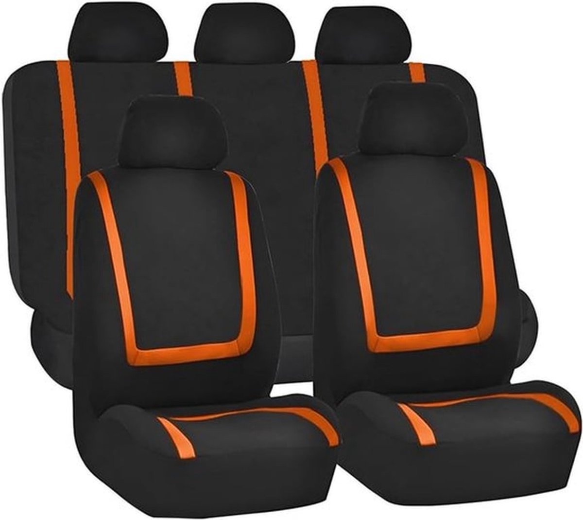 Complete 9-delige Auto Stoelhoezen Set met Voor- en Achterstoelhoezen, Bescherming voor Autostoelen, Interieur Accessoires voor Auto's in Oranje