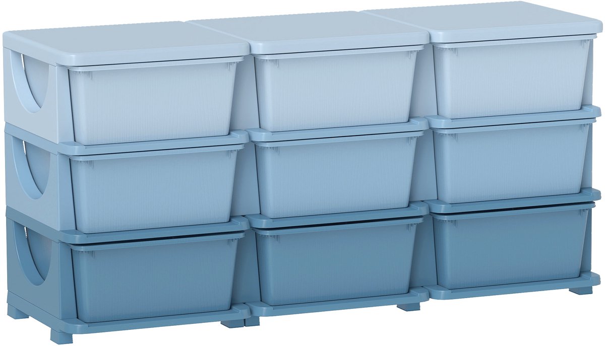 Opbergdoos voor kinderen - kinderopbergdoos - 9 lades - blauw