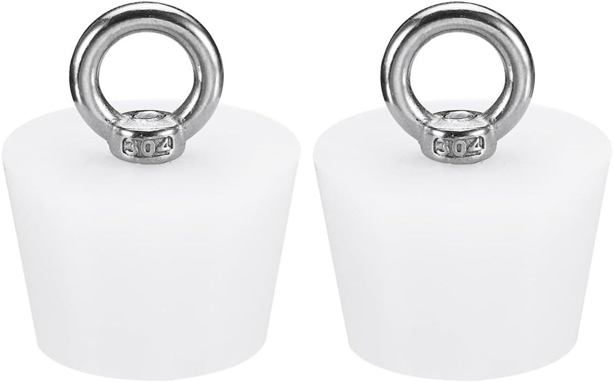 Set van 2 witte conische siliconen rubberen stoppen 0-43mm voor proefbuizen, gootstenen en badkuipen