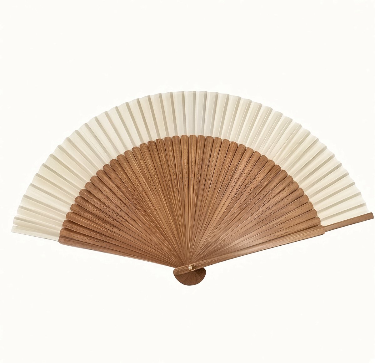 Handgemaakte Bamboe Vouwwaaier met Decoratieve Houten Ribben – Elegant & Lichtgewicht