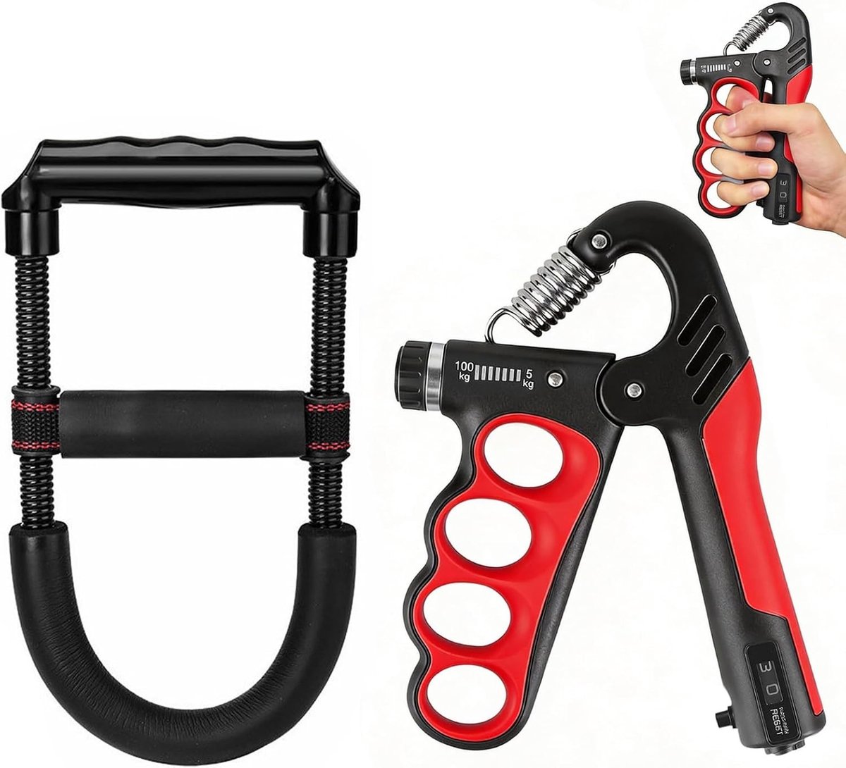 Verstelbare Weerstand Handtrainer voor Onderarmtraining, 5-100 kg, Met Teller en Antislip Grip voor Spierversterking