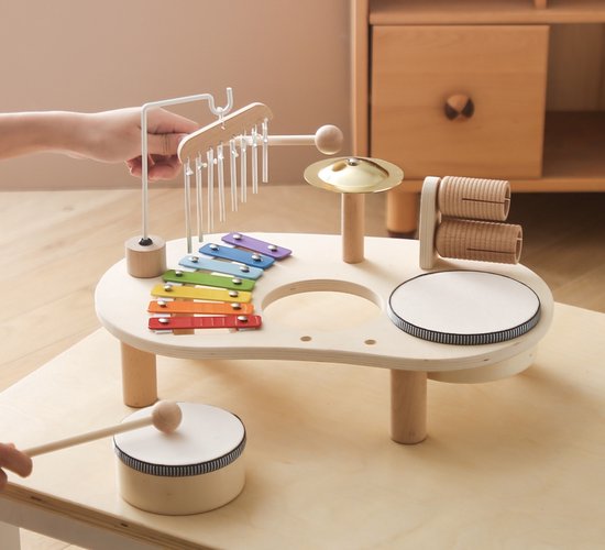 Speeltafel Baby - Muziektafel - Activiteiten tafel - Houten Speelgoed 1 jaar - Muziekinstrumenten - Speelgoedinstrument - Montessori - Educatief - Speeltafel voor kinderen - Speelgoed 1 jaar, 2 jaar en 3 jaar - Gomoor van Gomoor — afbeelding 4