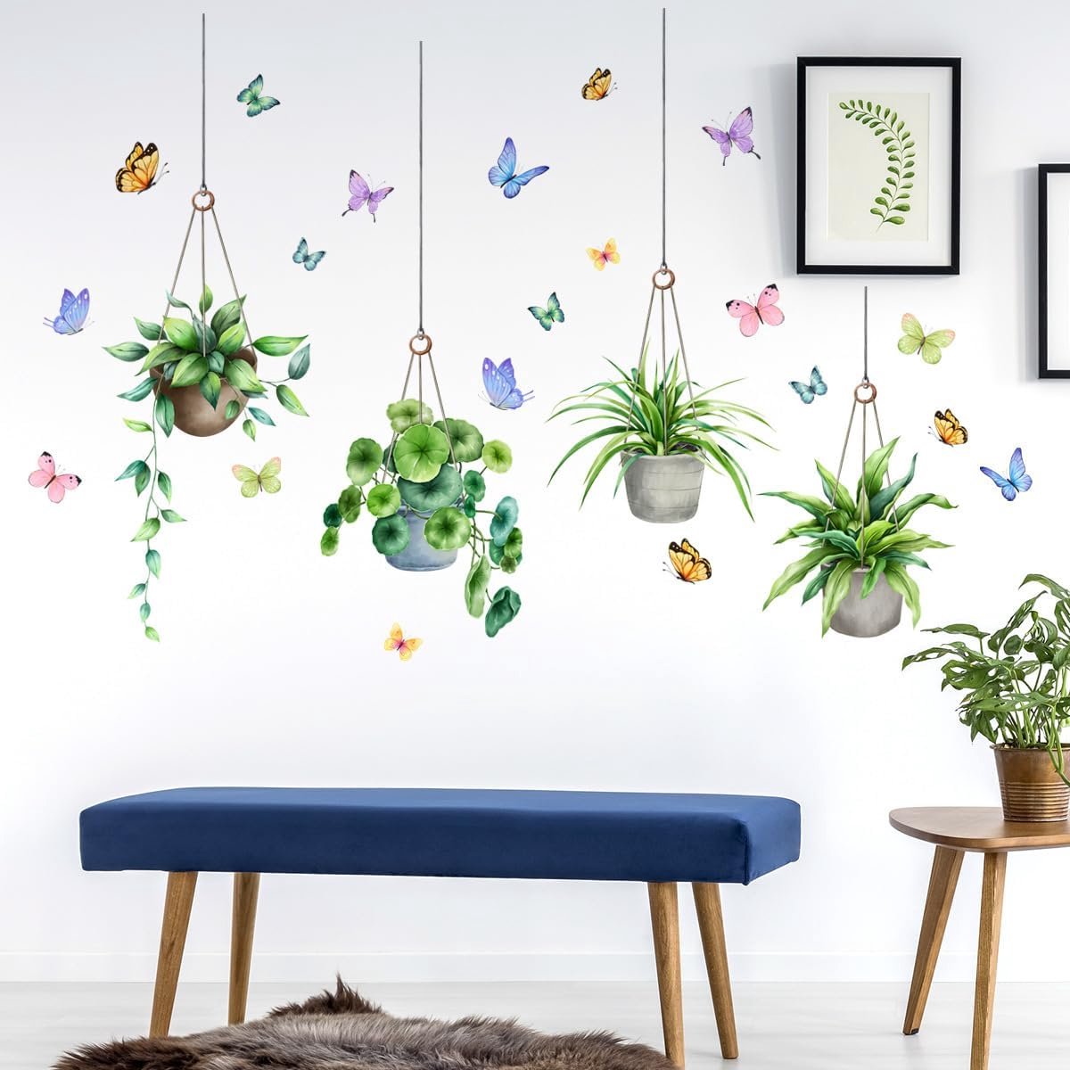 Muursticker planten tropische bladeren muursticker boom vogel hangende planten groene muursticker kinderkamer woonkamer slaapkamer hal wanddecoratie (bloemenhanger)