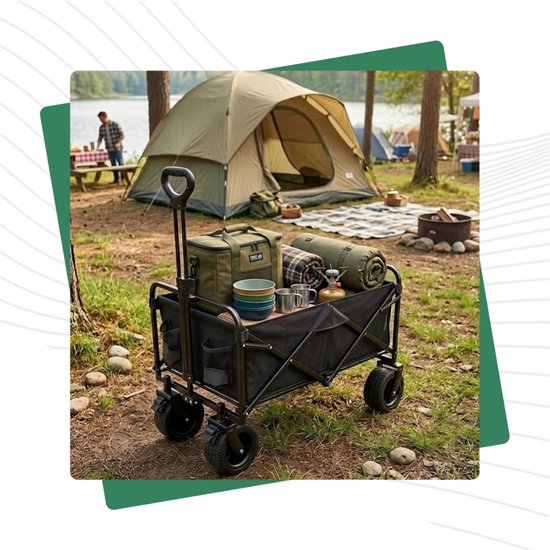 Opvouwbare bolderkar 84 x 53 x 74-97 cm - 150 kg - brede terreinwielen - verstelbare trekstang — afbeelding 4