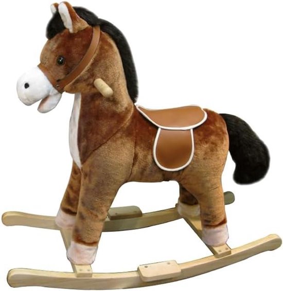 Hobbelpaard met geluid - Schommelpaard peuter - Spelen en bewegen - Realistische geluidseffecten - 68 cm - Bruin Hobbelpaard met geluid - Schommelpaard peuter - Spelen en bewegen - Realistische geluidseffecten - 68 cm - Bruin