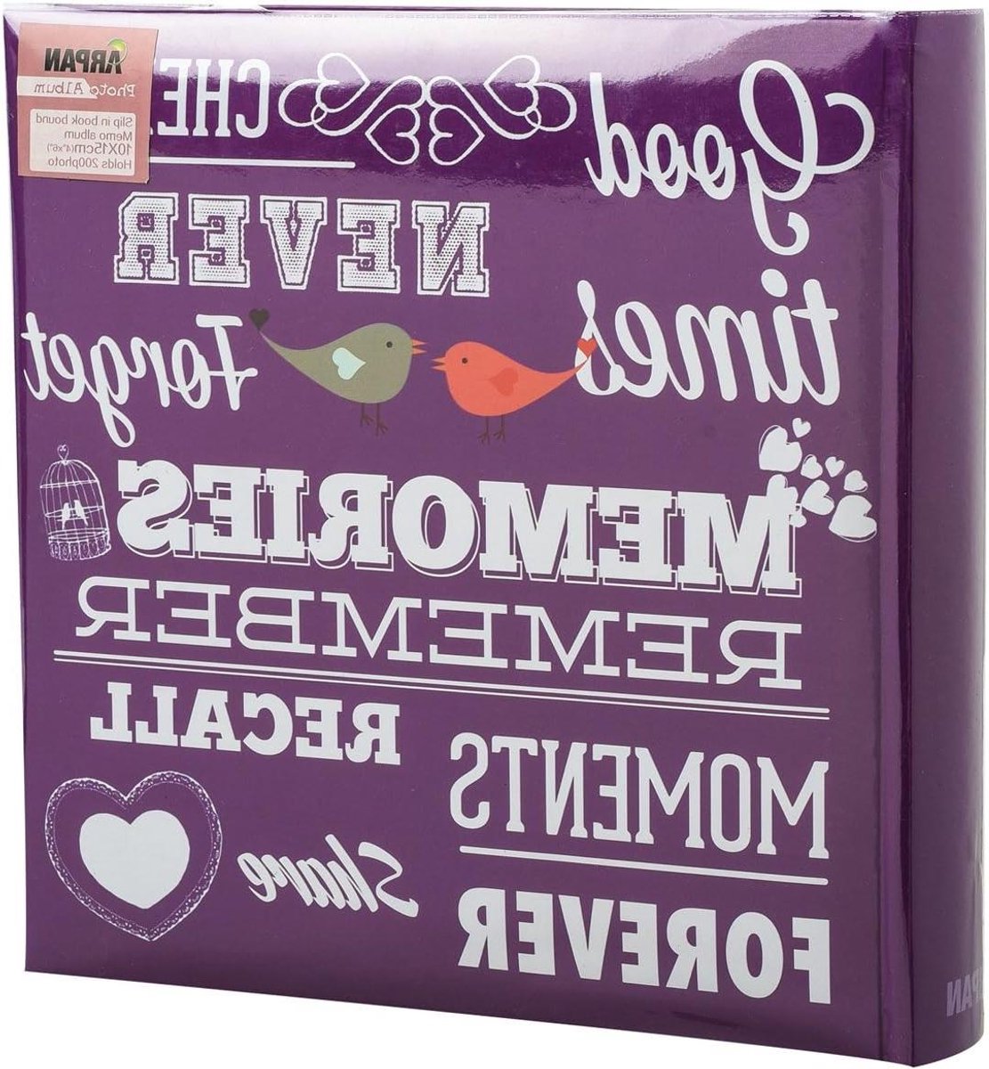 Fotoalbum Paars - Memo Album - Herinneringen Bewaren - Ruimte Voor 200 Foto's - 10 x 15 cm - Paars