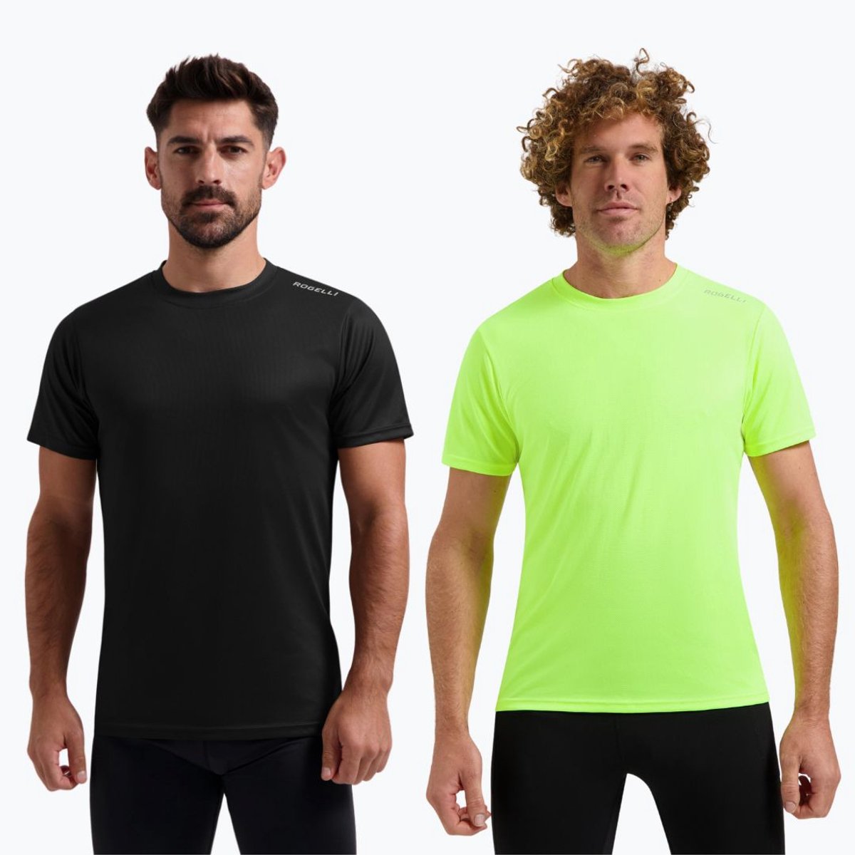 Rogelli Promo Heren 2 pack Sportshirt - Korte mouw - Zwart/Geel
