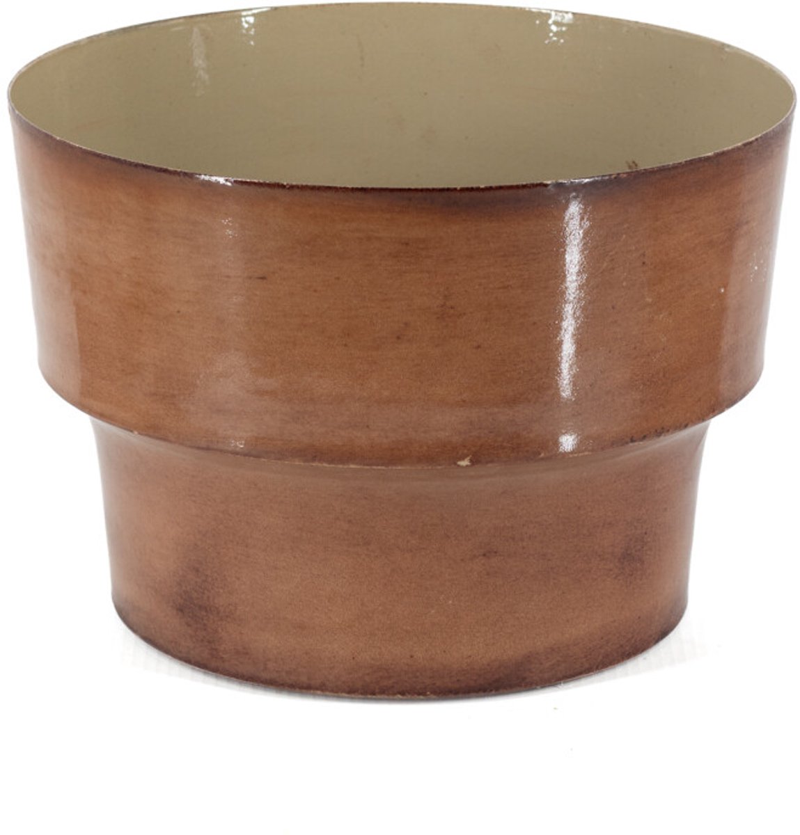 Metalen bloempot amber