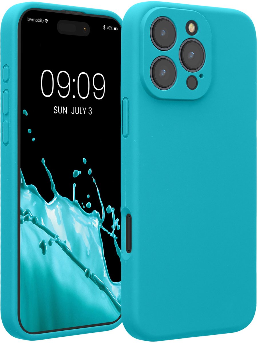 kwmobile telefoonhoesje geschikt voor Apple iPhone 16 Pro Max - TPU backcover met siliconen coating - Smartphone case in ijsblauw