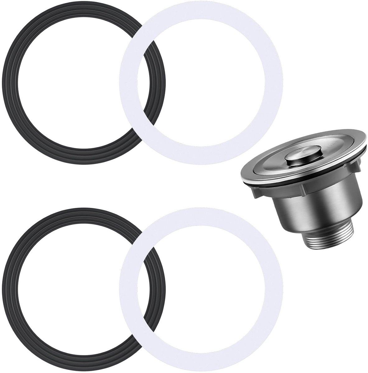 Set van 2 O-Ringen, Rubberafdichting voor 110mm Afvoerstoppen, Zwarte Rubber en Witte Spons voor Keuken, Afvoerputje en Wasruimte