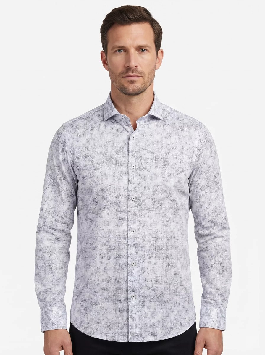 Napoli Uomo - Overhemd Heren - Wit - Print - Italianstyle