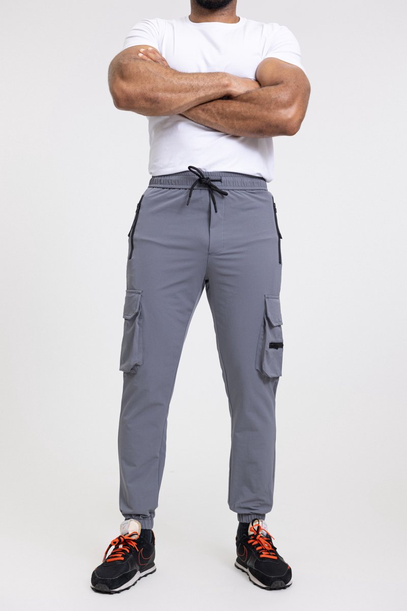 Zayne Milano - Heren Joggingbroek - Zakken Op De Zijkant Met Rits - Grijs - Stijlvol
