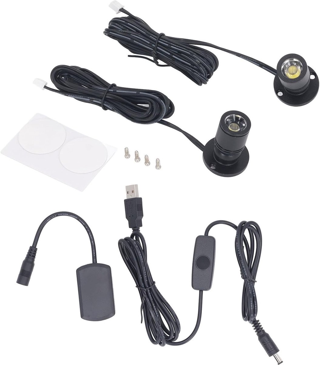 Dimbare Minispot - Zwart - Warm licht 3000K - Mini LED-accentverlichting voor Vitrinekasten en Planken